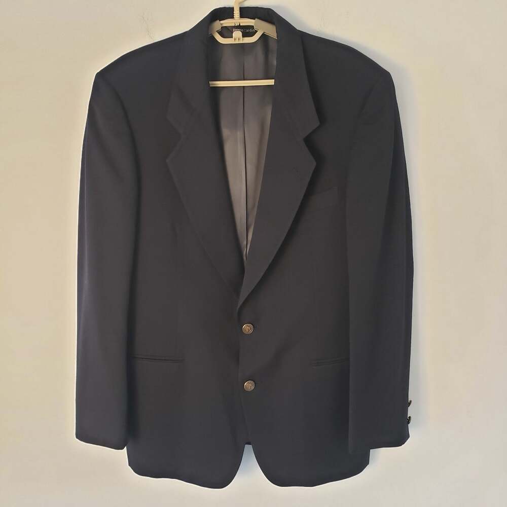 VTG Pierre Cardin Paris Navy Blue Wool Blazer Jacket 42"Chest Auth Gold Bottons